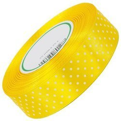 Wstążka satynowa w kropki 25mm 23m - 35 yellow
