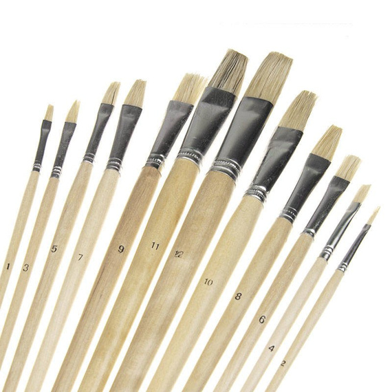 Zestaw pędzli szczecinowych płaskich Phoenix - 12 sztuk