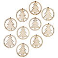 Drewniana ozdoba zawieszka bombka 6 cm Decor - z choinką - 10szt