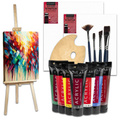 Zestaw malarski ze sztalugą 175 cm, farby akrylowe 7x75ml