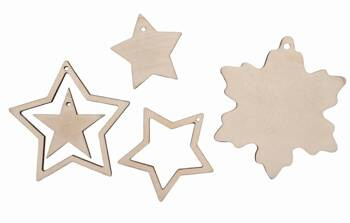 Drewniane ozdoby bombki świąteczne na choinkę Gwiazdy Mix wzorów