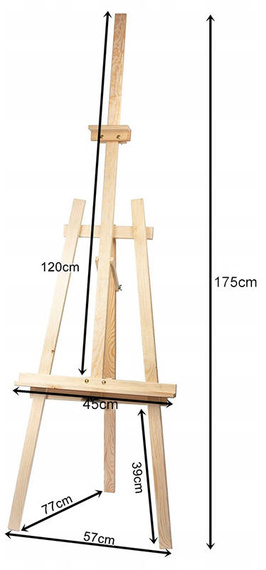 Zestaw malarski ze sztalugą 175 cm, farby akrylowe 7x75ml