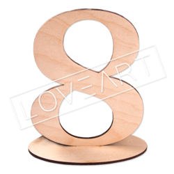 Drewniana cyfra numer liczba na podstawce 15cm cyferka cyfry 8