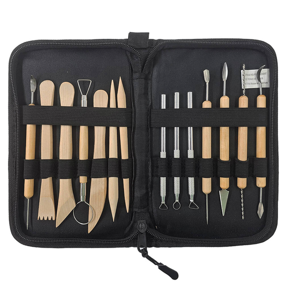 Zestaw rzeźbiarski - Glina samoutwardzalna 500g, Narzędzia do gliny 14 elementów