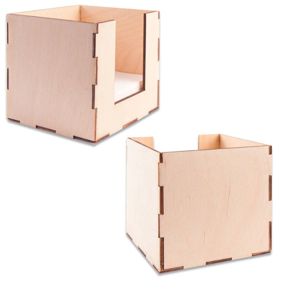 Drewniany pojemnik pudełko na karteczki 10x10cm decoupage Decor