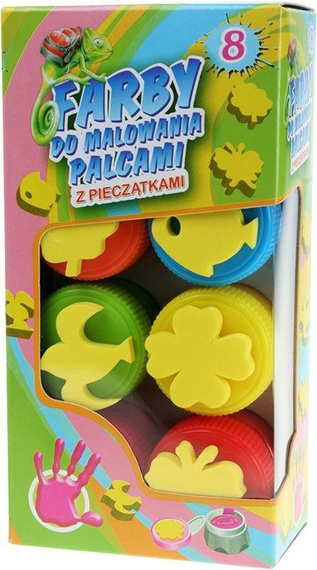 Farby do malowania palcami 8 kol. z pieczątkami