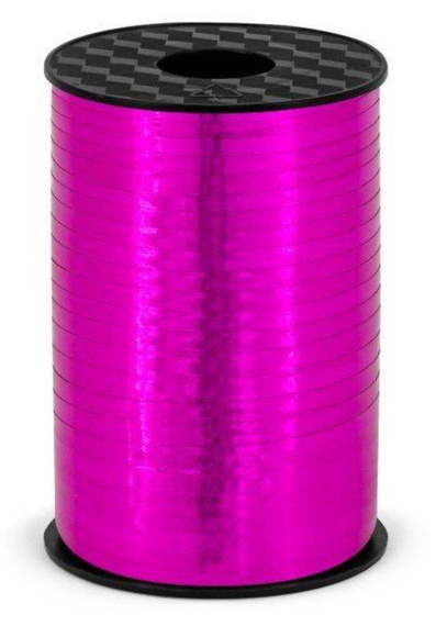 Wstążka świąteczna metalizowana do pakowania 5mm - 225m ciemna różowa