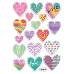 Naklejki wypukłe serca mix 17szt