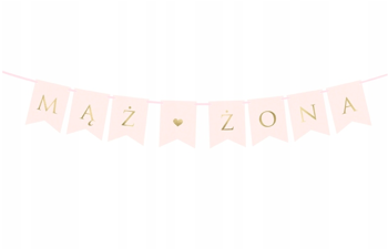 Baner weselny złoto różowy - mąż żona - 110cm