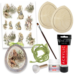 Zestaw do decoupage jajka wielkanocne drewniane z ramką