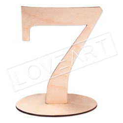 Drewniana cyfra numer liczba na podstawce 15cm cyferka cyfry 7
