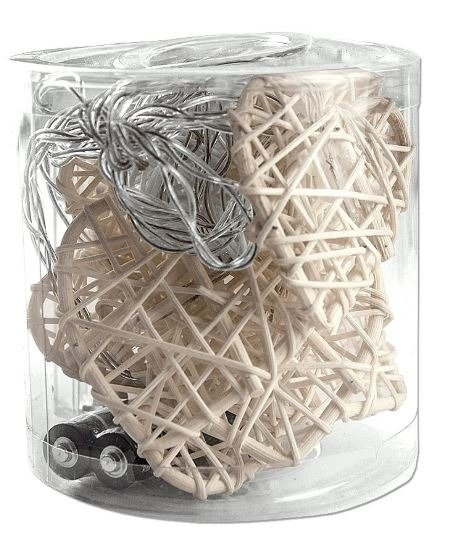 Świecące serca ratanowe led - białe