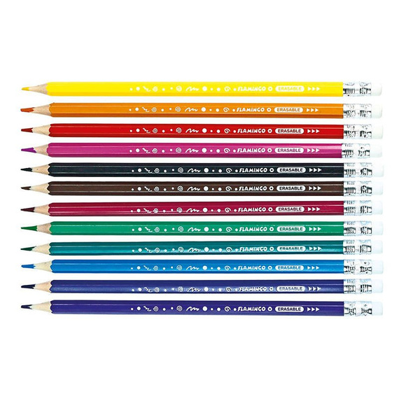 Kredki Flamingo 12 kolorów wymazywalne