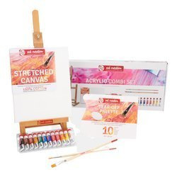 Zestaw malarski farby akrylowe 12x12 + sztaluga + podobrazie