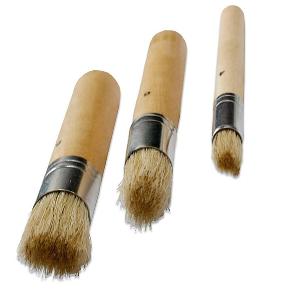 Okrągłe pędzle szczecinowe do szablonów - Zestaw 3szt. nr 4,6,8