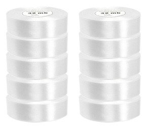 Wstążka satynowa biała 25mm - 32mb - 10szt