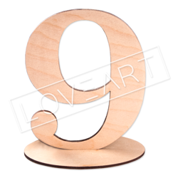 Drewniana cyfra numer liczba na podstawce 15cm cyferka cyfry 9