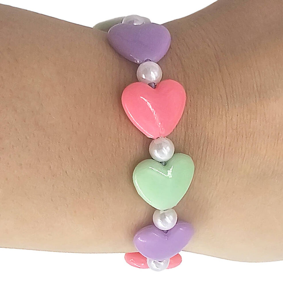 Pastelowe perełki i serduszka (87 szt.) z gumką - zestaw kreatywny LoveArt