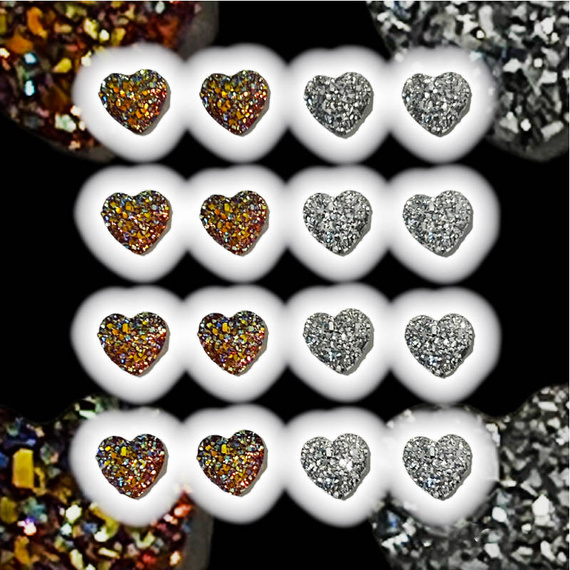 Kryształki wypukłe samoprzylepne - Serca 16 sztuk