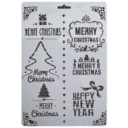 Maska / szablon plastikowy Merry Christmas Happy New Year 18x25,5cm